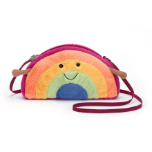 Jellycat Amuseable Rainbow Plush Bag Crossbody Purse with Zip Top Gift