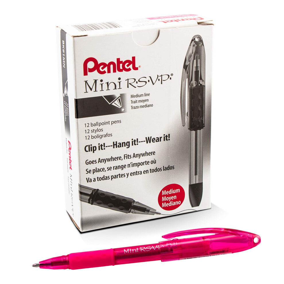 Pentel BK91MNP-P Pentel Mini R.S.V.P. Stick Ballpoint Pen  Translucent