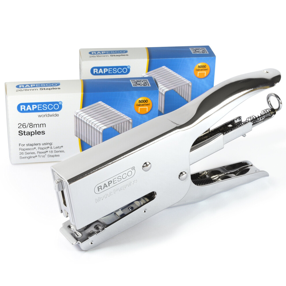 Rapesco Stapling Set Porpoise Packaging Stapler & 2 Boxes Of 5000 X 2 787463941148