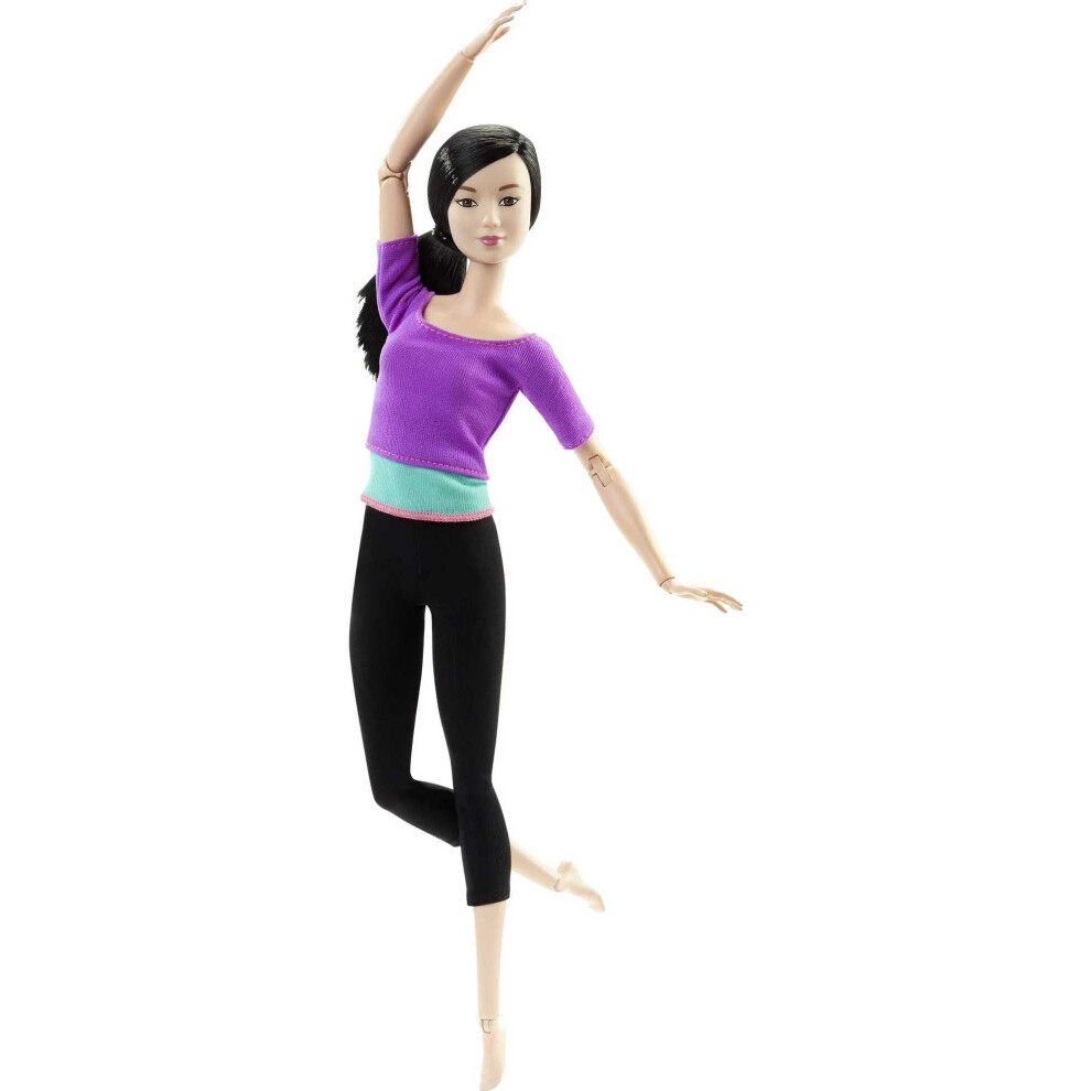 Barbie Made to Move Posable Doll in Purple Color-Blocked Top and Yoga