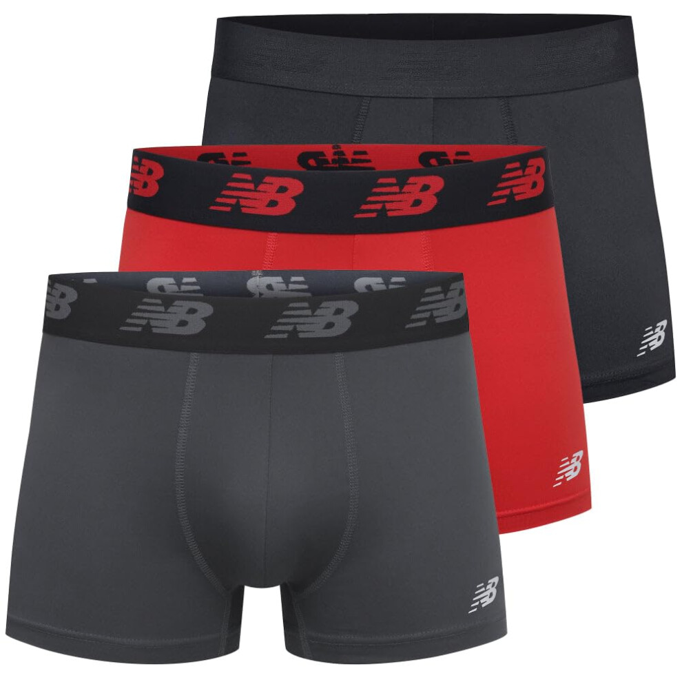 New Balance Men's 3"" Boxer Brief No Fly  with Pouch  3-Pack Black/Tea