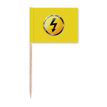 Logo Yellow Background Electricity Dangerous Toothpick Flags Marker Topper Party Decoration