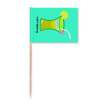Lime Scrawl Summer Drink Beverage Toothpick Flags Marker Topper Party Decoration