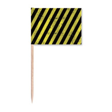 Logo Black And Yellow Strips No Stepping Toothpick Flags Marker Topper Party Decoration