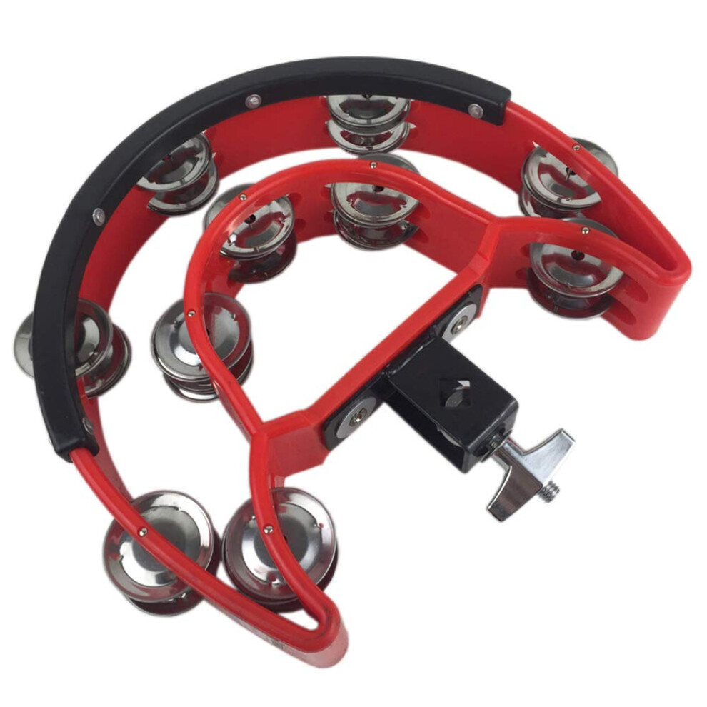 Drum Set Tambourine with Mounting Eye Bolt Hi Hat tambourine(Black Red