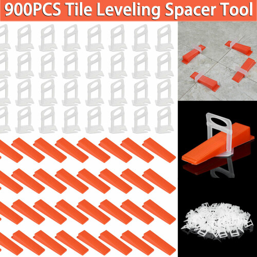 900PCS Tile Leveling Spacer System Tool Kit Wedge + Clips Locator Without Plier 1