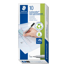 Staedtler Lumograph -merkkikyn  , ei-pysyv  , m  rk  pyyhint  inen, ohutk  rkinen, t  ytett  v   v  rillinen tussi, musta, 315-9