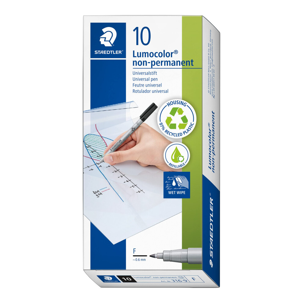 Staedtler Lumograph Non-Permanent Wet Erase Marker Pens  Fine Tip Refi