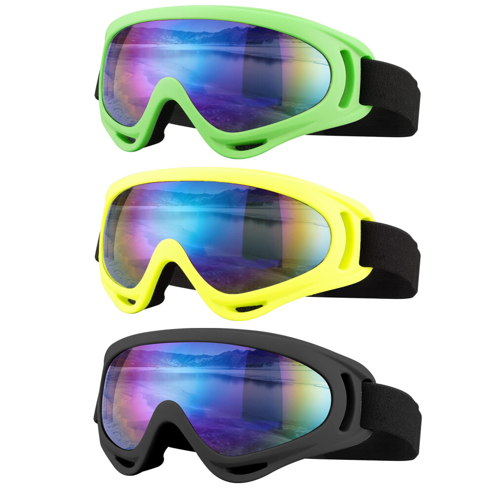 Lot de 3 lunettes de ski et de moto SixYard pour homme, femme, adulte et jeune (style 3)