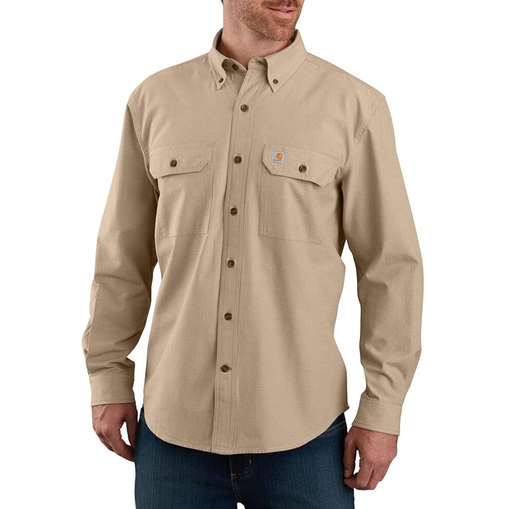 carhartt Mens Loose Fit Midweight chambray Long-Sleeve Shirt (Big  Tal