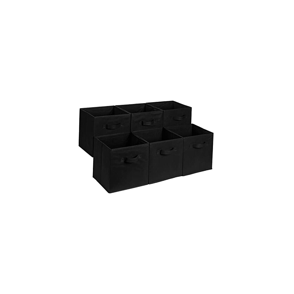 Amazon Basics collapsible Fabric Storage cube Organizer with Handles  13 x 13 x 13 Inch  Black - Pack of 6
