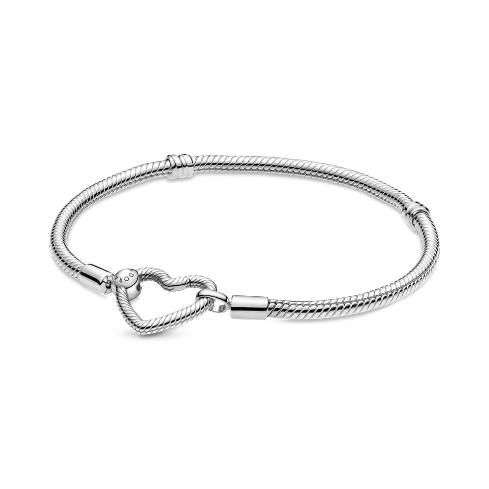 PANDORA Jewelry Moments Heart closure Snake chain charm Bracelet for W