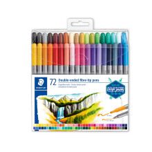 Väriä tussia - STAEDTLER - Setti 72 - Kaksipäinen 3,0 mm ja 0,5 mm - 12 kirkasta väriä - Sekä tytöille että pojille