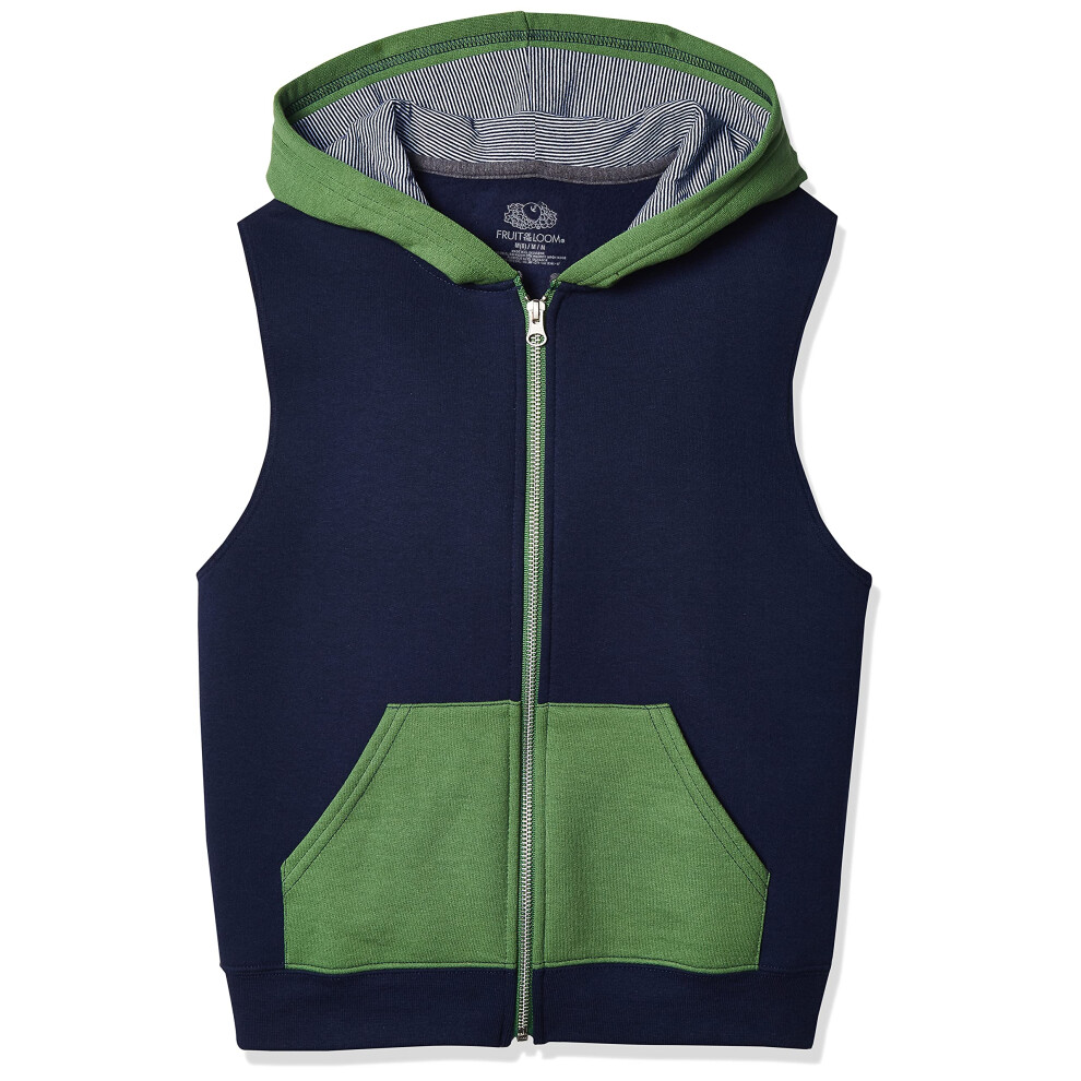 Fruit of the Loom Boys' Fleece Full Zip Sleeveless Vest  GHOST NAVY/GA