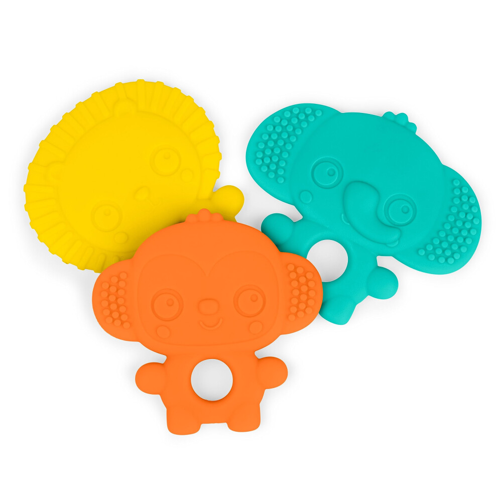 Bright Starts Gummy Buddies 3-Pack Textured Teethers - BPA-Free Elepha