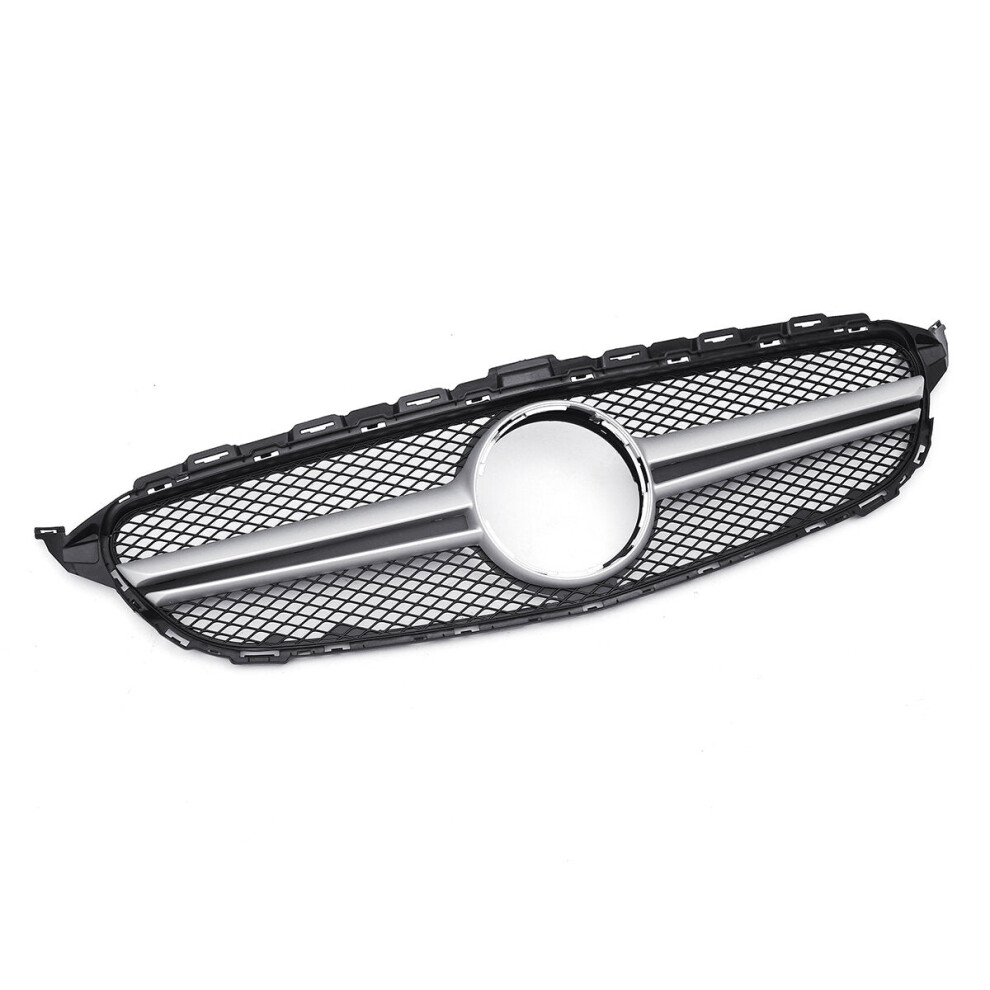 Sliver AMG Style Front Grill Mesh Grille For Mercedes Benz C Class