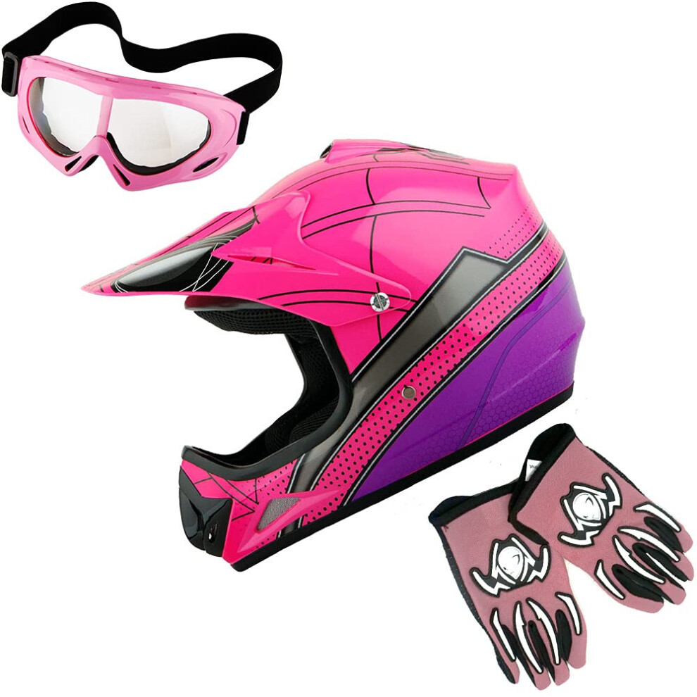 WOW Youth Kids Motocross Helmet BMX MX ATV Dirt Bike Helmet Spider Pin