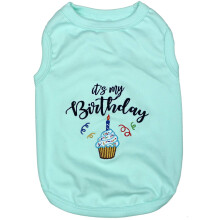 Parisian Pet Dog Summer Clothes | 'It's My Birthday Blue' Funny Dog Ts