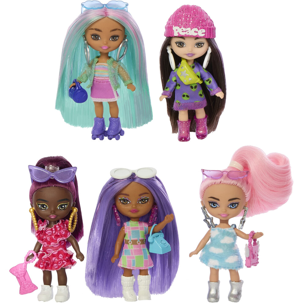 Barbie Five Barbie Dolls  Barbie Extra Mini Minis Bundle  Small Dolls