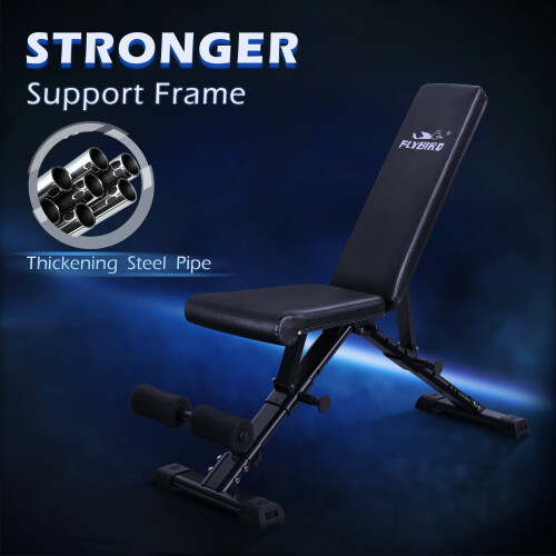 FLYBIRD Weight Bench Adjustable Strength Training Bench for Full Body Workout with Fast Folding-New Version 2