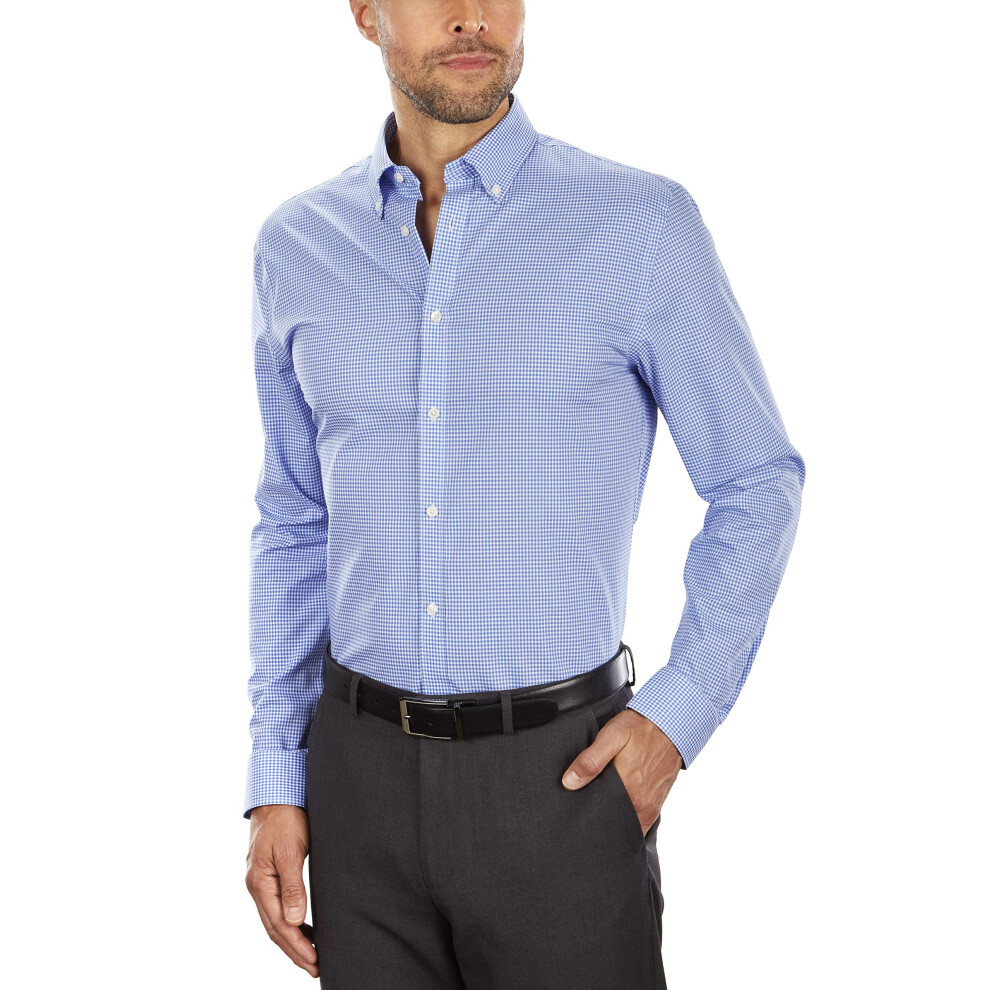 Tommy Hilfiger mens Slim Fit Non Iron Gingham Dress Shirt  English Blu