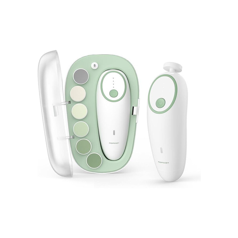 Baby Nail File Electric, Gentle Baby Nail Trimmer Electric Rechargeable, 360° Fog Led Gentle 7 Grinding Head Replacement Pads Light Momcozy