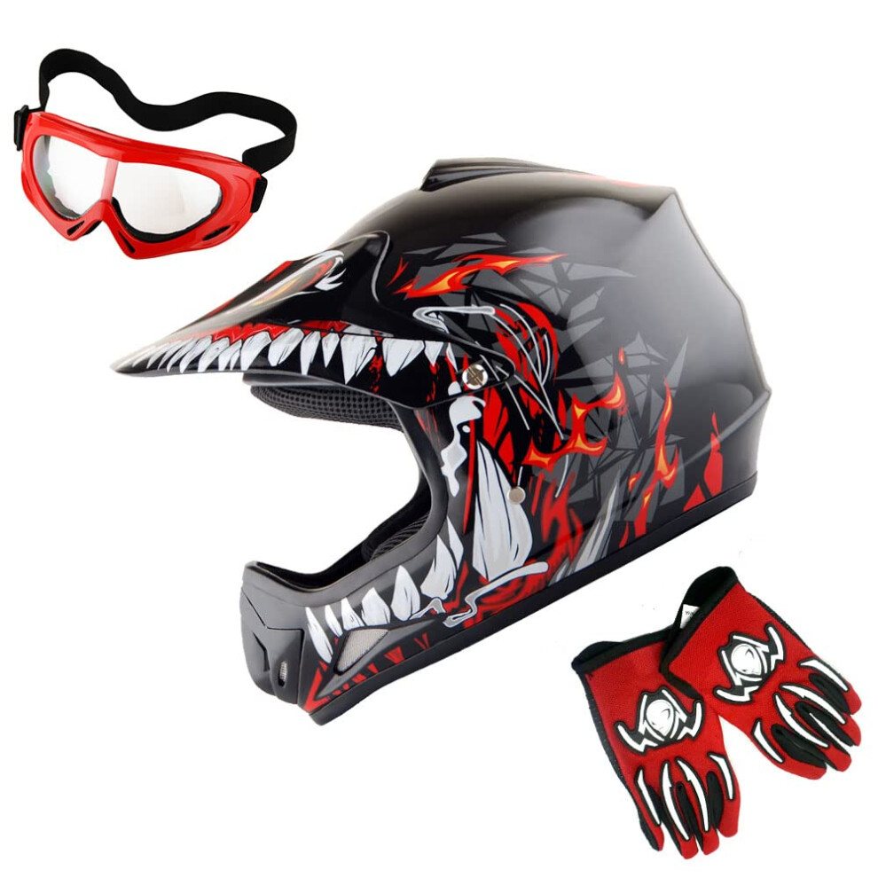 WOW Youth Kids Motocross BMX MX ATV Dirt Bike Helmet Dragon Dianasour