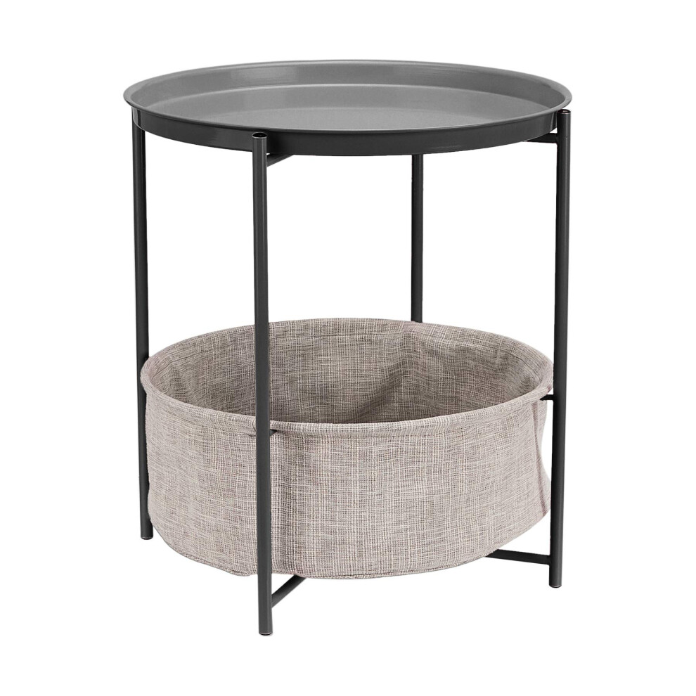 Amazon Basics Round Storage End Table Side Table With Cloth Basket C