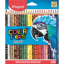 Lápis de cor - Maped - Color'Peps Animais - 24 lápis - Madeira FSC - Triangular