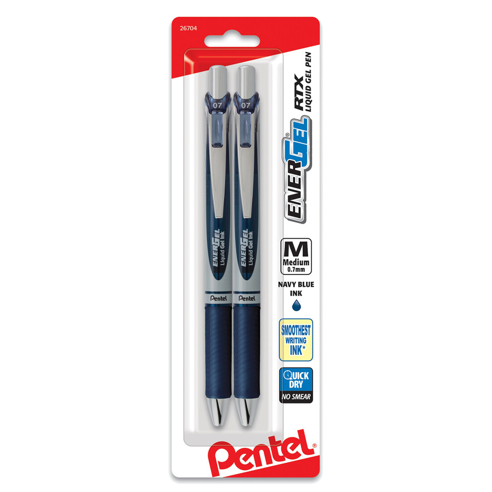 Pentel EnerGel RTX Retractable Liquid Gel Pen  (0.7mm) Metal Tip  Medi