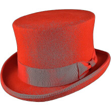 (Red, S) Hand Made Wool Top Hat Satin Lined Small To Xxl
