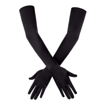 SAVITA Long Black Elbow Satin Gloves 21 inch Stretchy 1920s Opera Glov