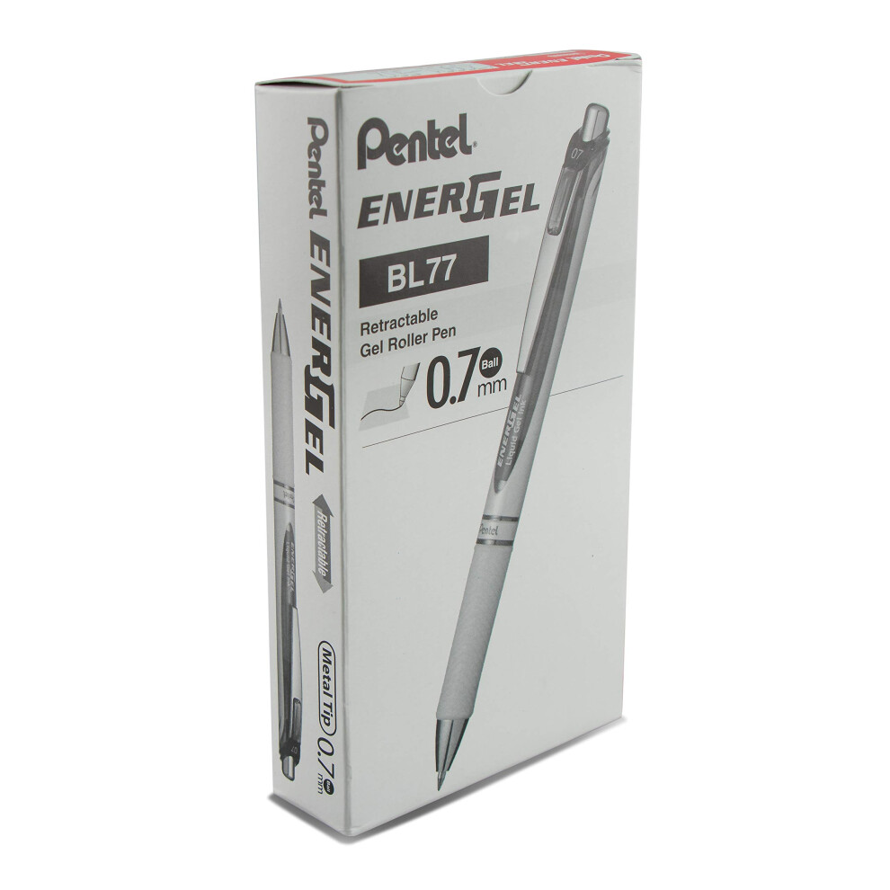 Pentel EnerGel RTX Pearl Retractable Liquid Gel Pen Metal Tip  12 Pack