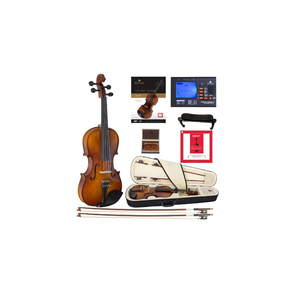 Cecilio CVN-320L Solidwood Ebony Fitted LEFT-HANDED Violin with DAddar