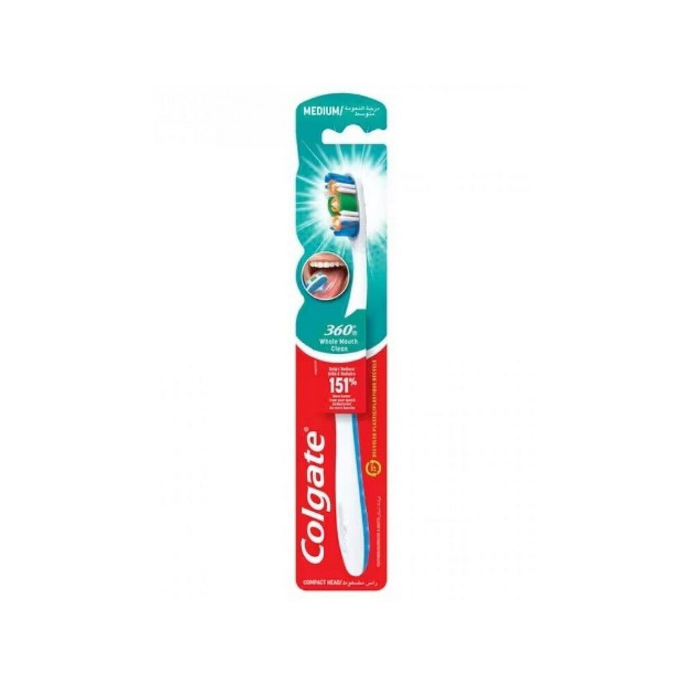 Colgate 360 Whole Mouth Clean Medium Toothbrush Multicolor