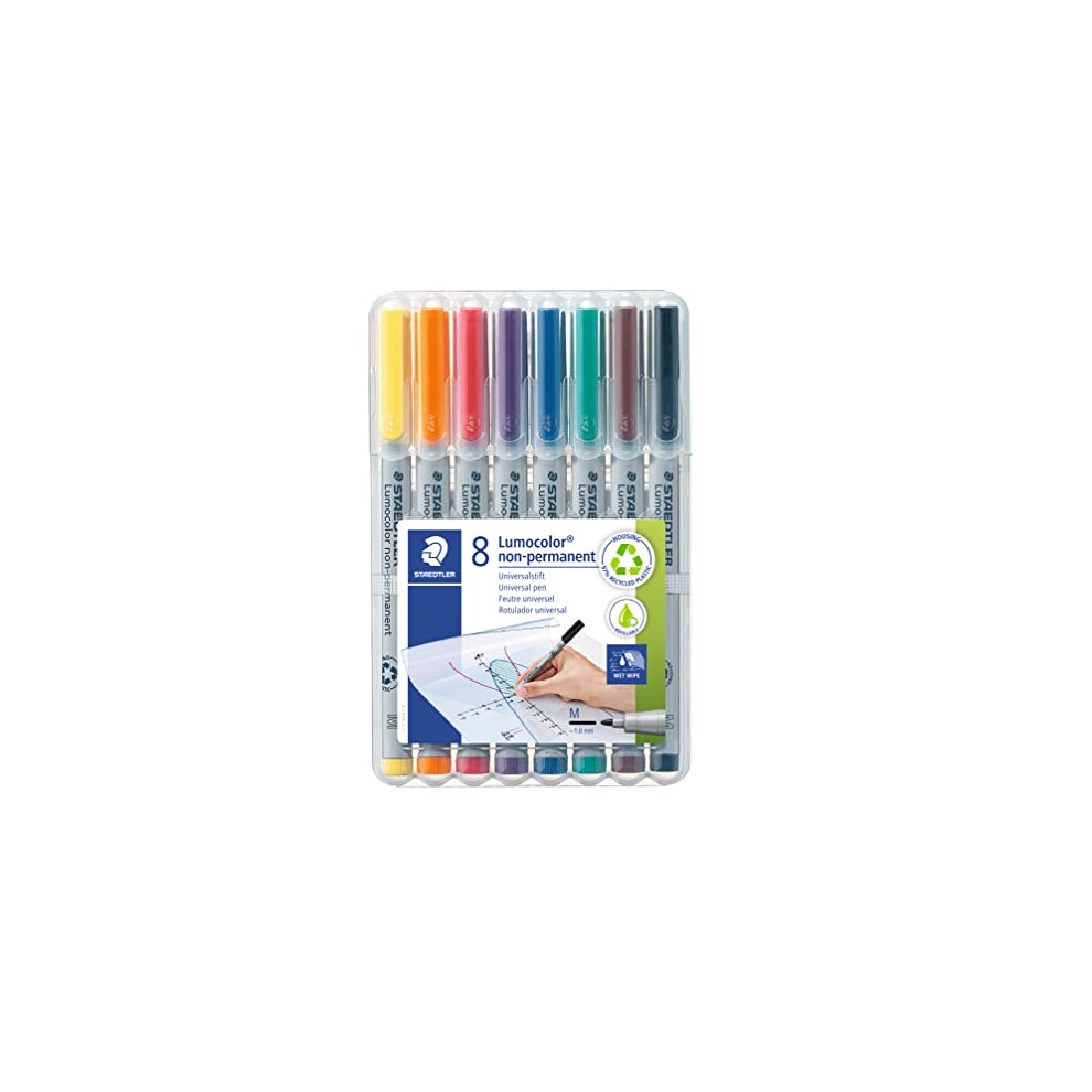 STAEDTLER Lumograph Non-Permanent Wet Erase Marker Pens  Medium Tip Re