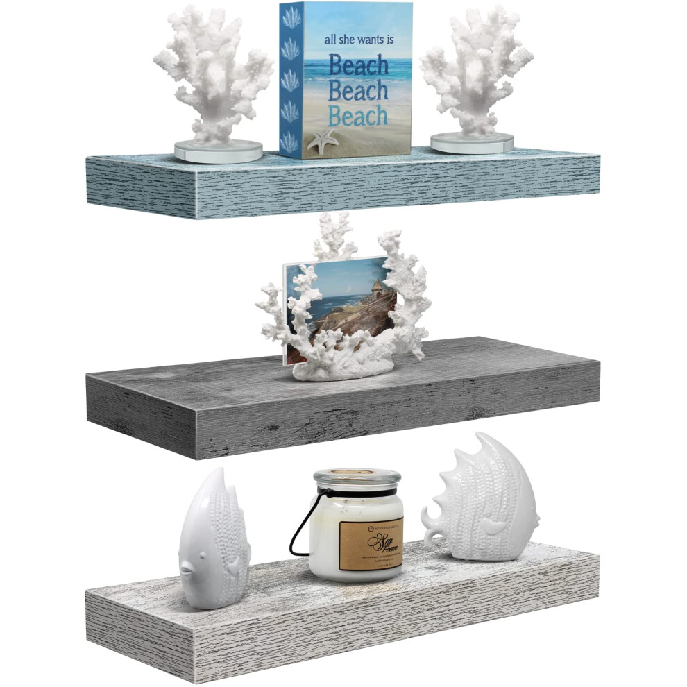 Photos - Other for Repair Sorbus Floating Shelves - 3 Pack 16 Inch Rustic Grey Blue Rustic Wall Shelves for Bedroom Kitchen Living Room Bathroom Shelv