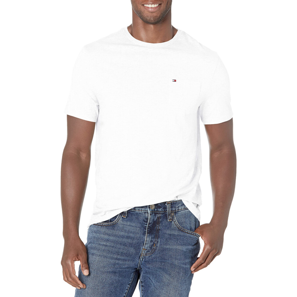 Tommy Hilfiger mens Essential Short Sleeve Cotton Crewneck Pocket T-sh