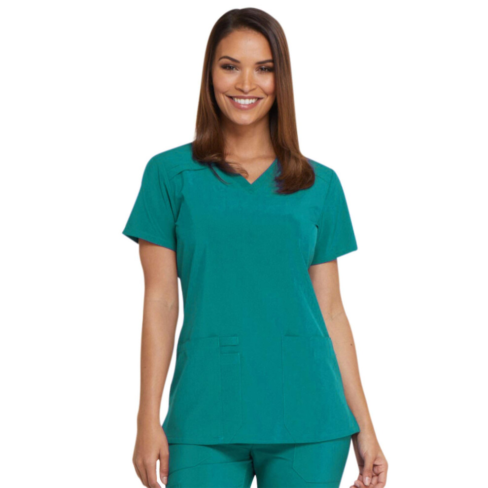 Dickies EDS Essentials Scrubs  V-Neck Womens Tops with Four-Way Stretc