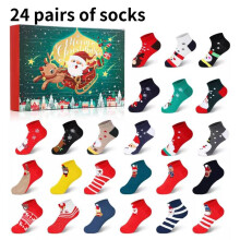 (Socks) 24 Christmas Days Countdown Socks Dwarf Advent Calendar Present Blind Box Gift