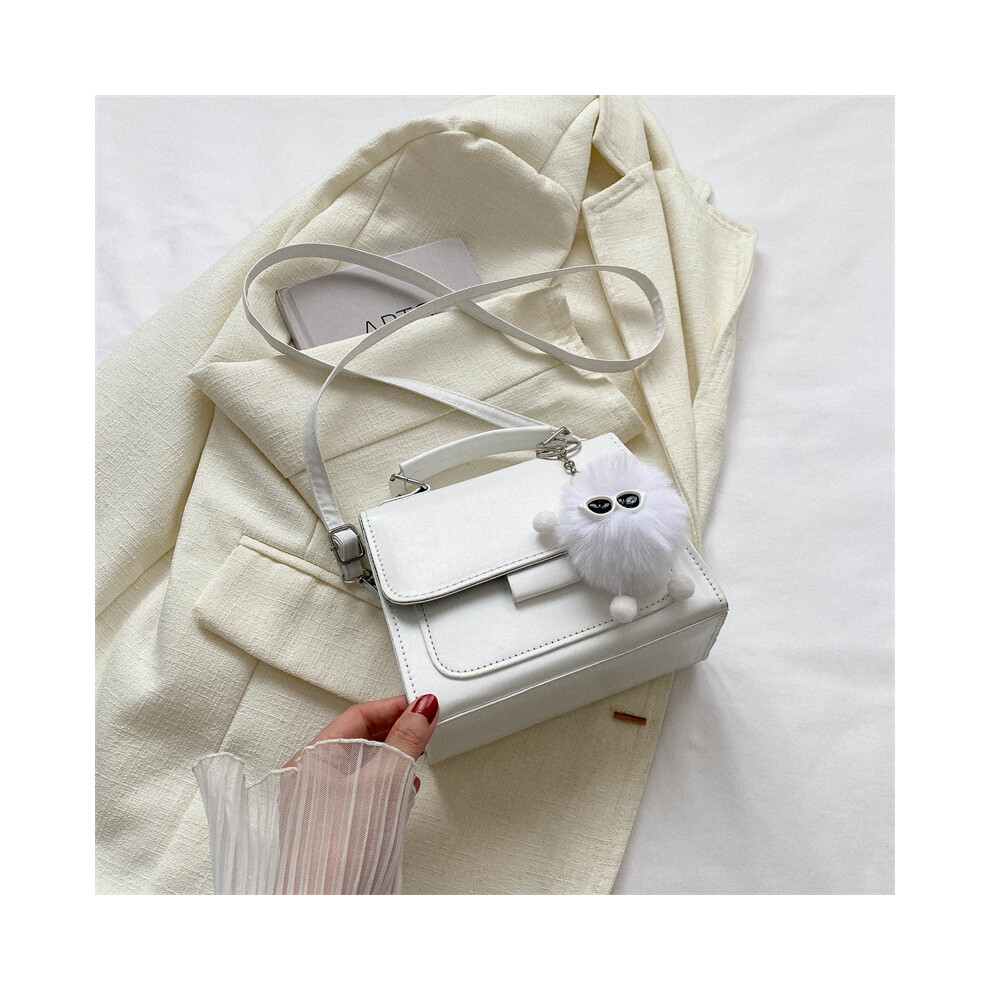 (Cream, Without Pendant) Pu Chic Leather Small Square Bag For Women Elegant Crossbody Style In Various Colors-image-OPC-PFKVVG2-NEW