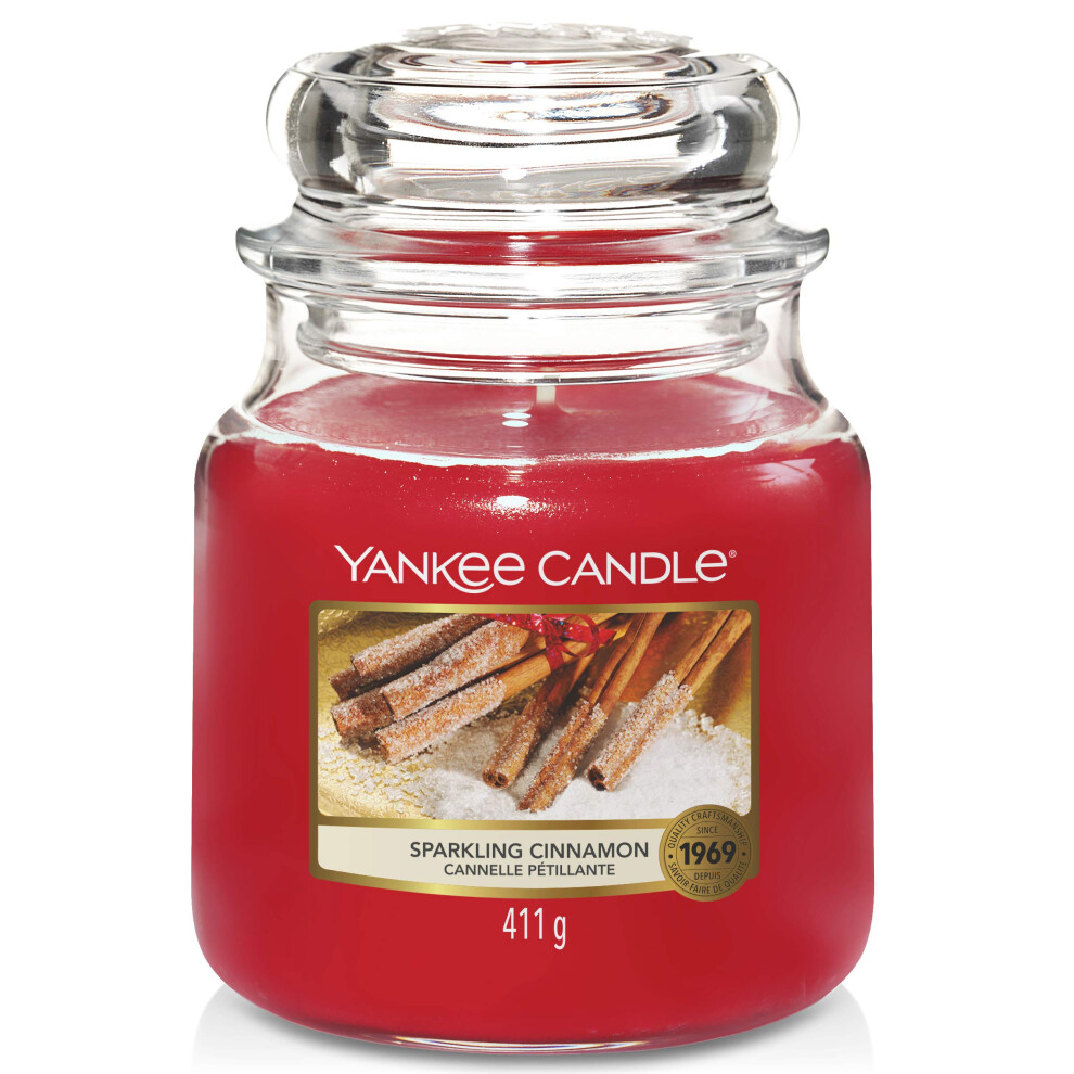 Yankee Candle Sparkling Cinnamon Scented  Classic 14.5oz Medium Jar Si