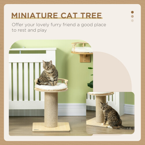 PawHut PawHut 52cm Kitty Activity Centre w/ Bed, Jute Scratching Post 2