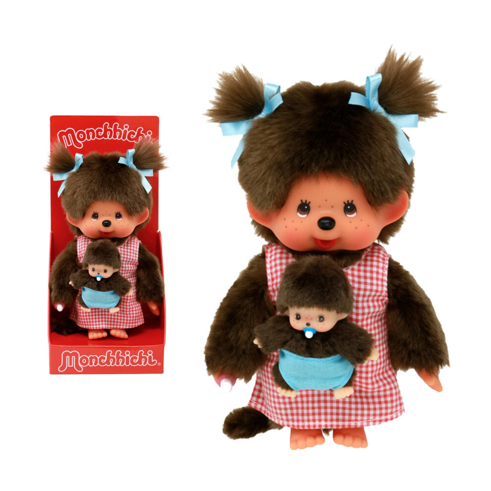 Bandai - Monchhichi SE243921 - Monchhichi Mum & Baby Soft Toy - 80's I