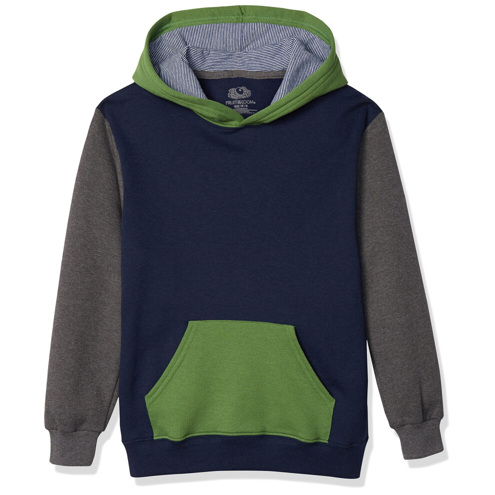 Fruit of the Loom Boys' Fleece Hoodie Sweatshirt  Ghost Game Green/Cha