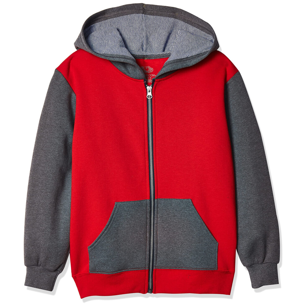 Fruit of the Loom Boys' Fleece Full Zip Hoodie Sweatshirt  TRUE RED/CH