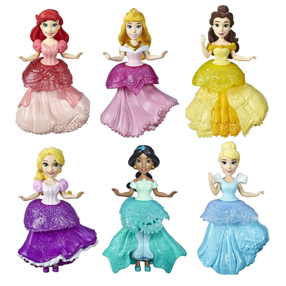 Disney Princess Collectible Dolls  Set of 6 with 6 Royal Clips Fashion