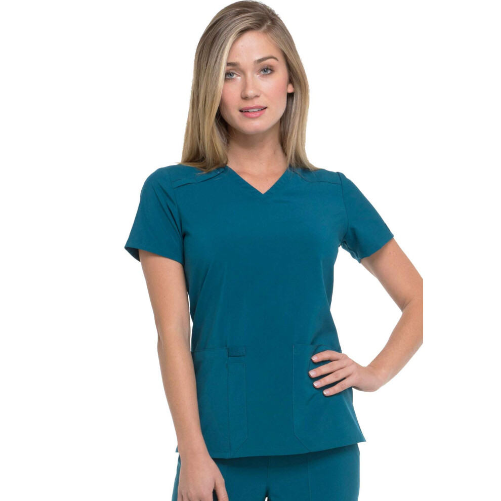 Dickies EDS Essentials Scrubs  V-Neck Womens Tops with Four-Way Stretc