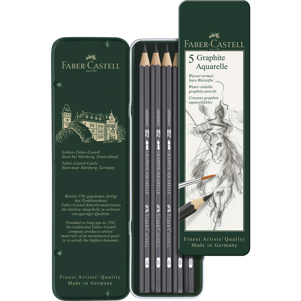 Faber-Castell 5 Piece Quality Water-Soluble Graphite Aquarelle Pencils