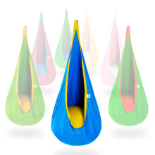 OUTREE Amaca per Bambini a Sospensione, Amaca in Cotone per Interni ed Esterni, Blu e Giallo